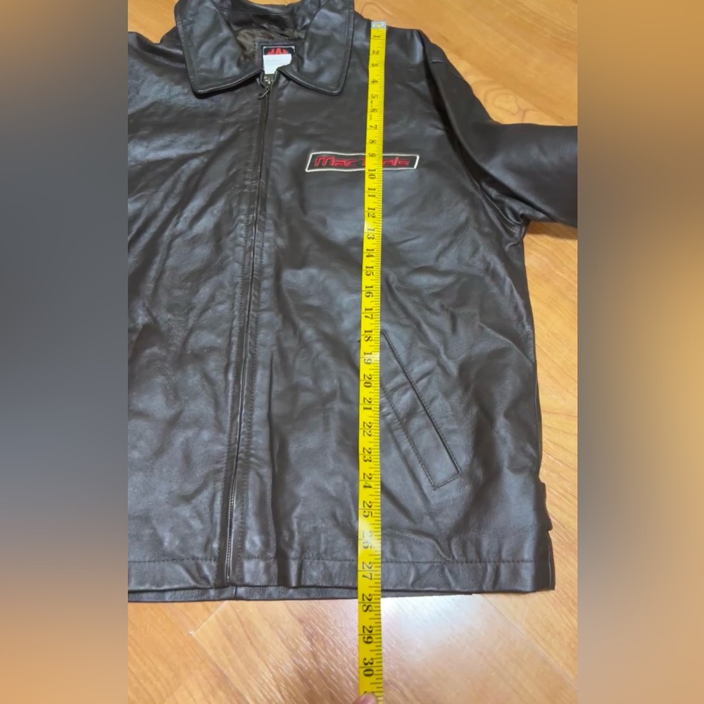 Mac Tools Brown Leather Jacket Medium Patch Rare … - image 6